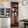image:imageVINGLI Tall Corner Cabinet with Fluted Doors 68 Walnut Corner Storage Cabinet with Adjustable Shelves Freestanding Wood Corner Bookshelf for Bathroom Living Room amp Kitchen SpaceSavingDark Walnut
