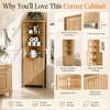 image:imageVINGLI Tall Corner Cabinet with Fluted Doors 68 Walnut Corner Storage Cabinet with Adjustable Shelves Freestanding Wood Corner Bookshelf for Bathroom Living Room amp Kitchen SpaceSavingNatural Oak