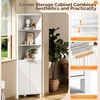 image:imageVINGLI Tall Corner Cabinet with Fluted Doors 68 Walnut Corner Storage Cabinet with Adjustable Shelves Freestanding Wood Corner Bookshelf for Bathroom Living Room amp Kitchen SpaceSavingCrisp White