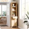 image:imageVINGLI Tall Corner Cabinet with Fluted Doors 68 Walnut Corner Storage Cabinet with Adjustable Shelves Freestanding Wood Corner Bookshelf for Bathroom Living Room amp Kitchen SpaceSavingNatural Oak