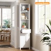 image:imageVINGLI Tall Corner Cabinet with Fluted Doors 68 Walnut Corner Storage Cabinet with Adjustable Shelves Freestanding Wood Corner Bookshelf for Bathroom Living Room amp Kitchen SpaceSavingCrisp White