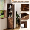 image:imageVINGLI Tall Corner Cabinet with Fluted Doors 68 Walnut Corner Storage Cabinet with Adjustable Shelves Freestanding Wood Corner Bookshelf for Bathroom Living Room amp Kitchen SpaceSavingDark Walnut