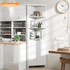 image:imageVINGLI Tall Corner Cabinet with Fluted Doors 68 Walnut Corner Storage Cabinet with Adjustable Shelves Freestanding Wood Corner Bookshelf for Bathroom Living Room amp Kitchen SpaceSavingCrisp White
