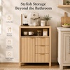 image:imageVINGLI Tall Corner Cabinet with Fluted Doors 68 Walnut Corner Storage Cabinet with Adjustable Shelves Freestanding Wood Corner Bookshelf for Bathroom Living Room amp Kitchen SpaceSavingNatural Oak