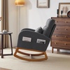 image:imageVINGLI Teddy Fleece Low Seat Rocking ChairBoucle Upholstered Nursery Glider Chair with Side PocketsAccent Arm Chair with High BackrestComfy Head RestSolid Woodfor Living Room BedroomBeigeGreylinen
