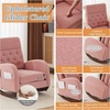 image:imageVINGLI Teddy Fleece Low Seat Rocking ChairBoucle Upholstered Nursery Glider Chair with Side PocketsAccent Arm Chair with High BackrestComfy Head RestSolid Woodfor Living Room BedroomBeigePinkteddy Fleece