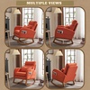 image:imageVINGLI Teddy Fleece Low Seat Rocking ChairBoucle Upholstered Nursery Glider Chair with Side PocketsAccent Arm Chair with High BackrestComfy Head RestSolid Woodfor Living Room BedroomBeigeOrangelinen