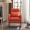 image:imageVINGLI Teddy Fleece Low Seat Rocking ChairBoucle Upholstered Nursery Glider Chair with Side PocketsAccent Arm Chair with High BackrestComfy Head RestSolid Woodfor Living Room BedroomBeigeOrangelinen
