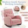 image:imageVINGLI Teddy Fleece Low Seat Rocking ChairBoucle Upholstered Nursery Glider Chair with Side PocketsAccent Arm Chair with High BackrestComfy Head RestSolid Woodfor Living Room BedroomBeigePinkteddy Fleece