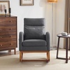 image:imageVINGLI Teddy Fleece Low Seat Rocking ChairBoucle Upholstered Nursery Glider Chair with Side PocketsAccent Arm Chair with High BackrestComfy Head RestSolid Woodfor Living Room BedroomBeigeGreylinen