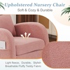 image:imageVINGLI Teddy Fleece Low Seat Rocking ChairBoucle Upholstered Nursery Glider Chair with Side PocketsAccent Arm Chair with High BackrestComfy Head RestSolid Woodfor Living Room BedroomBeigePinkteddy Fleece