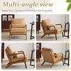 image:imageVINGLI Upgraded Premium Corduroy Accent ChairUpholstered Arm ChairSolid Wood Comfy Reading Chair with Lumbar Pillow Mid Century Modern Chairs for Living RoomBedroomGuest RoomLight GreyKhaki2pcs