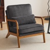 image:imageVINGLI Upgraded Premium Corduroy Accent ChairUpholstered Arm ChairSolid Wood Comfy Reading Chair with Lumbar Pillow Mid Century Modern Chairs for Living RoomBedroomGuest RoomLight GreyDark Grey1pc