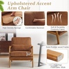 image:imageVINGLI Upgraded Premium Corduroy Accent ChairUpholstered Arm ChairSolid Wood Comfy Reading Chair with Lumbar Pillow Mid Century Modern Chairs for Living RoomBedroomGuest RoomLight GreyBrown1pc