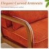 image:imageVINGLI Upgraded Premium Corduroy Accent ChairUpholstered Arm ChairSolid Wood Comfy Reading Chair with Lumbar Pillow Mid Century Modern Chairs for Living RoomBedroomGuest RoomLight GreyBurnt Orange1pc
