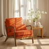 image:imageVINGLI Upgraded Premium Corduroy Accent ChairUpholstered Arm ChairSolid Wood Comfy Reading Chair with Lumbar Pillow Mid Century Modern Chairs for Living RoomBedroomGuest RoomLight GreyBurnt Orange1pc