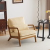 image:imageVINGLI Upgraded Premium Corduroy Accent ChairUpholstered Arm ChairSolid Wood Comfy Reading Chair with Lumbar Pillow Mid Century Modern Chairs for Living RoomBedroomGuest RoomLight GreyDark Beige2pcs
