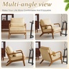 image:imageVINGLI Upgraded Premium Corduroy Accent ChairUpholstered Arm ChairSolid Wood Comfy Reading Chair with Lumbar Pillow Mid Century Modern Chairs for Living RoomBedroomGuest RoomLight GreyDark Beige2pcs