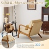 image:imageVINGLI Upgraded Premium Corduroy Accent ChairUpholstered Arm ChairSolid Wood Comfy Reading Chair with Lumbar Pillow Mid Century Modern Chairs for Living RoomBedroomGuest RoomLight GreyDark Beige2pcs