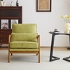image:imageVINGLI Upgraded Premium Corduroy Accent ChairUpholstered Arm ChairSolid Wood Comfy Reading Chair with Lumbar Pillow Mid Century Modern Chairs for Living RoomBedroomGuest RoomLight GreyGreen2pcs