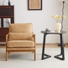 image:imageVINGLI Upgraded Premium Corduroy Accent ChairUpholstered Arm ChairSolid Wood Comfy Reading Chair with Lumbar Pillow Mid Century Modern Chairs for Living RoomBedroomGuest RoomLight GreyKhaki2pcs