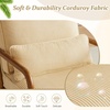 image:imageVINGLI Upgraded Premium Corduroy Accent ChairUpholstered Arm ChairSolid Wood Comfy Reading Chair with Lumbar Pillow Mid Century Modern Chairs for Living RoomBedroomGuest RoomLight GreyDark Beige1pc