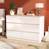 image:imageVINGLI White Dresser High Gloss Chest of Drawers 6 Drawer Dresser for Bedroom Modern Dressers Wood Brown Top 472 W x 1575 D x 315 HHigh Gloss White
