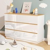 image:imageVINGLI White Dresser High Gloss Chest of Drawers 6 Drawer Dresser for Bedroom Modern Dressers Wood Brown Top 472 W x 1575 D x 315 HHigh Gloss White