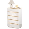 image:imageVINGLI White Dresser High Gloss Chest of Drawers 6 Drawer Dresser for Bedroom Modern Dressers Wood Brown Top 472 W x 1575 D x 315 HHigh Gloss White