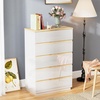 image:imageVINGLI White Dresser High Gloss Chest of Drawers 6 Drawer Dresser for Bedroom Modern Dressers Wood Brown Top 472 W x 1575 D x 315 HHigh Gloss White