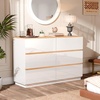image:imageVINGLI White Dresser High Gloss Chest of Drawers 6 Drawer Dresser for Bedroom Modern Dressers Wood Brown Top 472 W x 1575 D x 315 HHigh Gloss White