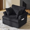 image:imageVINGL 392 Wide 360 Swivel Accent Armchair with 2 Pillows Oversized Single Sofa Chair and a Half with Side Pockets and Wide armrest for Living Room Bedroom Reading Room Corduroy BlackBlack