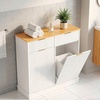 image:imageVINGLI 10 Gallon Tilt Out Trash Can Cabinet White Wooden Fluted Garbage Cabinet with Drawer Hidden Trash amp Laundry Hamper for Kitchen Living Room and Laundry Room White20Gallons