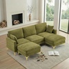 image:imageVINGLI 100 W U Shaped Couch with Ottoman 22 Deep Seat Comfortable Sectional Couches for Living Room 3 Seater Chenille Fabric Cloud Sofa for Apartment Small Spaces Bedroom GreenGreen