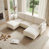 image:imageVINGLI 100 W U Shaped Couch with Ottoman 22 Deep Seat Comfortable Sectional Couches for Living Room 3 Seater Chenille Fabric Cloud Sofa for Apartment Small Spaces Bedroom GreenBeige