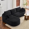 image:imageVINGLI 101 W Boneless Curved Sectional Sofa with Convertible Chaise Modular Cloud Couch for Living Room with Cozy Corduroy Fabric No Assembly Needed for Apartment Bedroom Small Spaces KhakiBlack