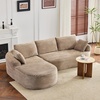 image:imageVINGLI 101 W Boneless Curved Sectional Sofa with Convertible Chaise Modular Cloud Couch for Living Room with Cozy Corduroy Fabric No Assembly Needed for Apartment Bedroom Small Spaces KhakiKhaki
