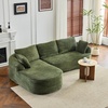 image:imageVINGLI 101 W Boneless Curved Sectional Sofa with Convertible Chaise Modular Cloud Couch for Living Room with Cozy Corduroy Fabric No Assembly Needed for Apartment Bedroom Small Spaces KhakiOlive Green