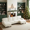 image:imageVINGLI 110 Sectional Couches for Living RoomU Shaped Couch with Double Chaise 4Seat Sofa Set with Chenille Fabric for Home FurnitureBlackChenillebeige