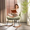 image:imageVINGLI 256 Extra Wide Criss Cross Nursery Rocking ChairCute Curved 115 Reclining Armless GliderTeddy Small Rocker wPillow amp Solid Wood for IndoorBedroom Living RoomTeddy FleeceBlush PinkFluffylawn Green