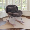 image:imageVINGLI 256 Extra Wide Nursery 115 Armless Rocking Chair Curved Cute CrossLegged Glider Chair with Pillow amp Solid Wood Nursing Chair for Bedroom Living Room Fluffy Fleece Chocolate