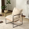 image:imageVINGLI 28 Cute Reading Armchair with Removable Seat Cushion amp Tan Microfiber Seat Base Plush Upholstery Sling Modern Accent Chair with Metal Frame Lazy Chair for Bedroom amp LoungeBeigeBeige