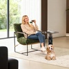 image:imageVINGLI 28 Cute Reading Armchair with Removable Seat Cushion amp Tan Microfiber Seat Base Plush Upholstery Sling Modern Accent Chair with Metal Frame Lazy Chair for Bedroom amp LoungeBeigeOlive Green