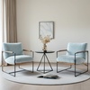 image:imageVINGLI 28 W Criss Cross Sling Accent Chair Set of 2 with Removable Seat Cushion Plush Living Room Chair with Rubber Wood Armrest Comfy Lounge Armchair for Living Room Bedroom amp Balcony BeigeAqua