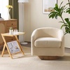 image:imageVINGLI 360Swivel Accent Chairs Set of 2 with Engineered Wood Base and Removable Cushion for Living Room Bedroom Curved Back Barrel Chairs for Small Space Upholstered Bucket Armchairs Teddy WhiteTeddykhaki