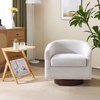 image:imageVINGLI 360Swivel Accent Chairs Set of 2 with Engineered Wood Base and Removable Cushion for Living Room Bedroom Curved Back Barrel Chairs for Small Space Upholstered Bucket Armchairs Teddy WhiteLinenbeige