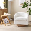 image:imageVINGLI 360Swivel Accent Chairs Set of 2 with Engineered Wood Base and Removable Cushion for Living Room Bedroom Curved Back Barrel Chairs for Small Space Upholstered Bucket Armchairs Teddy WhiteTeddywhite
