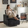 image:imageVINGLI 360Swivel MidCentury Modern Accent Armchairs Set of 2 with DoubleLayer Seat Cushions Comfy Single Square Sofa Upholstered Club Chairs for Living RoomBedroom Reading Room Chenille BeigeChenille Black