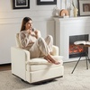 image:imageVINGLI 360Swivel MidCentury Modern Accent Armchairs Set of 2 with DoubleLayer Seat Cushions Comfy Single Square Sofa Upholstered Club Chairs for Living RoomBedroom Reading Room Chenille BeigeChenille Beige