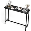 image:imageVINGLI 43 Inch High Top Bar Table Wooden Rectangular Narrow Long Counter Height Pub Table MultiScene Use for Kitchen Living Room Dining Sofa Entryway BrownBlack